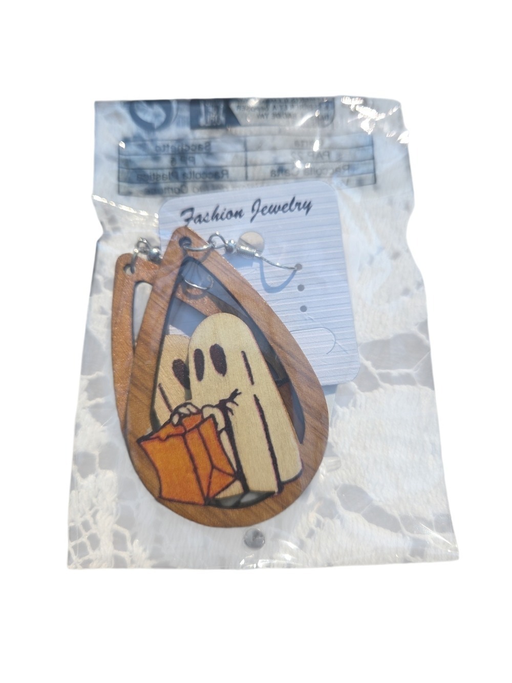 Boutique 9 Wood Teardrop Earrings Ghost Orange Candy Bag
